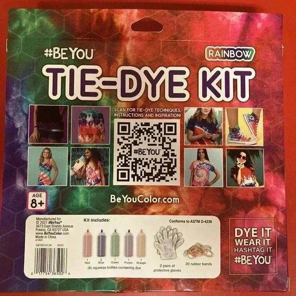 BE YOU Rainbow Tie-Dye Kit- 30 Pieces Just Add Water- Dyes Up To 10 Projects New - Picture 2 of 2